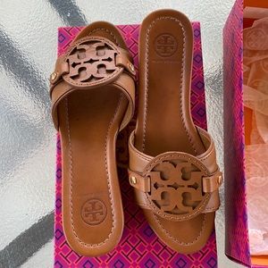 Tory Burch Madalena 70MM Wedge Slide Vegan Leather. Still excellent condition